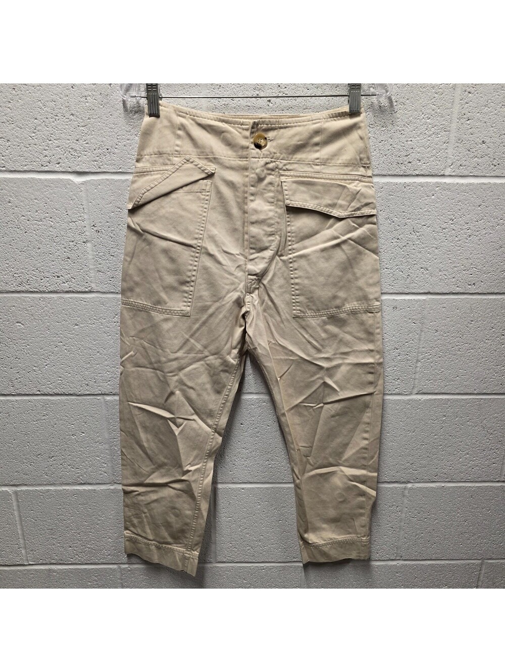 Isabel  Marant Etoile 100% Cotton Beige twill Highwaisted Pants. US 36 EU